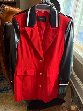 Dolce Cabo Red Jacket with Black Sleeves and Ribbed Collar